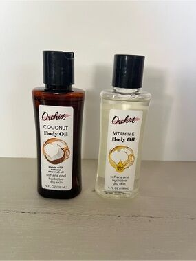 New Orchid Body Oil Bundle Coconut & Vitamin E 4 oz Each NW